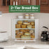 kiplant Countertop 2-Layer Corner Bread Box for Kitchen - Bamboo Wood, Wavy Acrylic Door, White Adjustable Bread