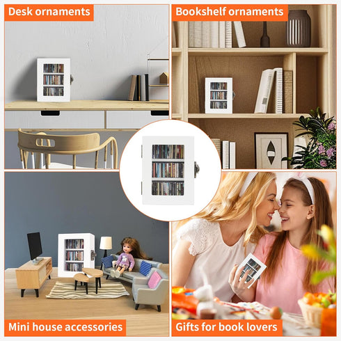 60PCS Lovers(White,3.75"*2.75"*2") MACEVIA Shakeable Anxiety Mini Bookshelf Decor, Ornament Miniature Bookshelf