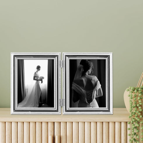 Lawrence Frames 510745D Silver Plated Double Bead Hinged Picture Frame, 4 by 5-Inch