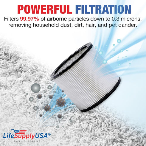 LifeSupplyUSA Wet/Dry Vacuum Filter Replacement Compatible with ShopVac 5 Gallons and Up 90304, 903-04, 903-50-00