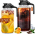 Mihlapi Glass Pitcher with Lid, 64 OZ Mason Jar Pitcher Double Leak Proof,