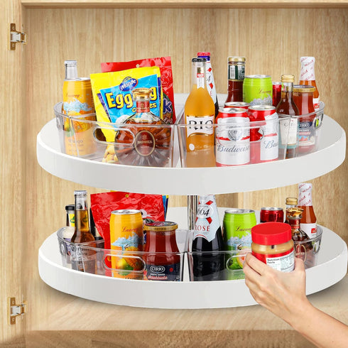 URALFA Lazy Susan Organizer Bins, Clear Turntable for Corner Kitchen Storage, 1/8 Wedge-BPA Free, 8 Pack