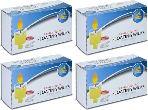 Ner Mitzvah Round Floating Wicks - Large Cotton Wicks with Cork Disc Holders for Oil Cups, 200 Count