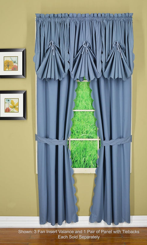 Today's Curtain Orleans Scallop Curtain - Blue 72" Panel Pair with Tieback, 60" W x 72" L, 4-Piece Set