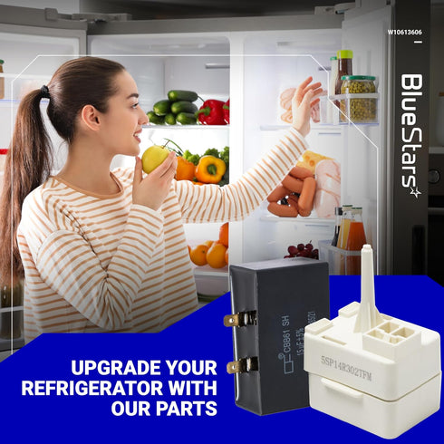 BlueStars New Upgraded W10613606 Refrigerator Compressor Start Relay and Capacitor - Compatible with Whirlpool &