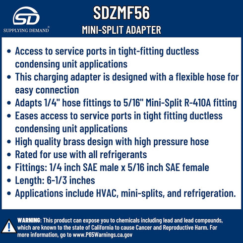 Supplying Demand ZMF56 Flexible Mini-Split Adapter, Adapts From 1/4 To 5/16 Inch Mini Split Fittings