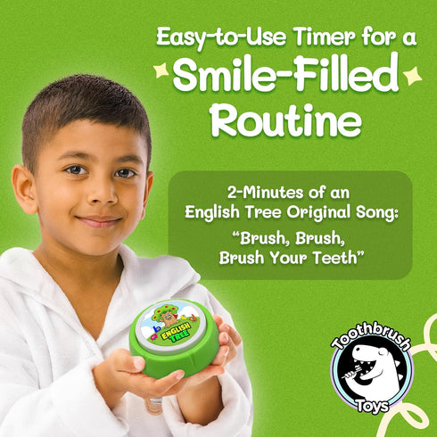 2 English Tree Toothbrush Timer for Kids Musical Minute Teeth Brushing Timer with Lights, Educational Toothbrushing