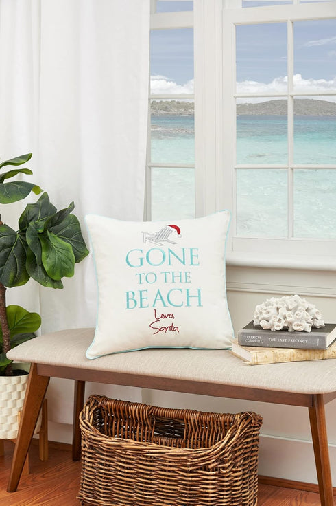 18" 18" C&F Home Christmas Gone to The Beach Love Santa Cotton Blend Accent Throw Pillow x Xmas Festive Winter Holiday
