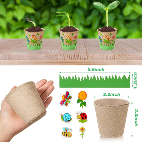 12 Sets Summer Jecery Garden Paper Craft Kit DIY Foam Flower Pots, Flower Planting and Growing Kit for Spring Early