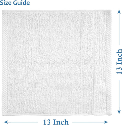 12 Pack 13x13 inches 100% Set Casa Platino White Washcloths - - Cotton - Premium Quality Wash Cloths for Bathroom