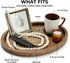 16" 11.8" 58" x Oval Wood Decorative Tray with Bead Garland, Farmhouse Coffee Table & Kitchen Island Dcor, Rustic Brown
