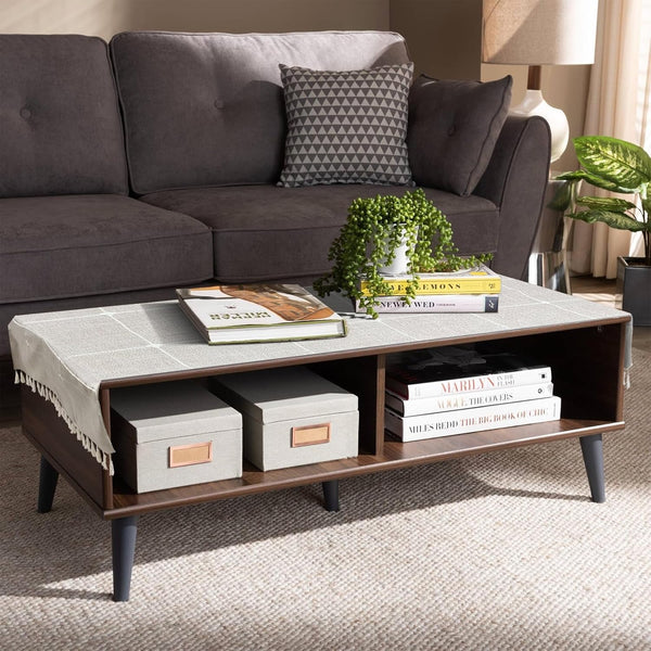 Bzvystux Coffee Table Cloth, Table Cover with Pockets and Tassel,Coffee Grid for Living