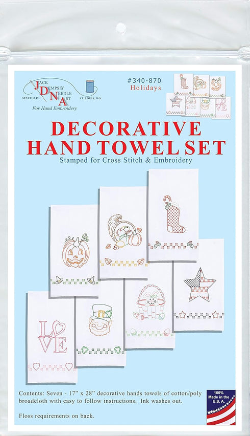 Jack Dempsey Needle Art Holiday Towel Collection, 17" x 28", White