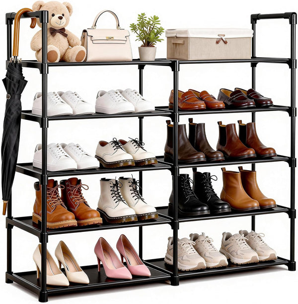 Gmrithaf Shoe Rack - 5 Tier Shoe Organizer Storage Rack with Metal Tubes,