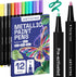 ARTISTRO 12 Metallic Paint Pens for Glass Marking, Rock Painting, Ceramic, Wood,