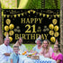 Trgowaul 21st Birthday Decorations for Her Him, Black Gold 21st Birthday Backdrop Banner, Party Supplies Photography
