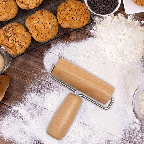 Whaline 2 Pieces Wood Pastry Pizza Roller, Non Stick Wooden Rolling Pin for Home Kitchen Baking (T-Maple and H-Maple)