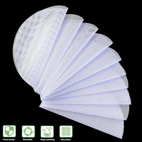 10Pcs Round Silicone Steamer Liners, 11inch Non-stick Mesh Mat for Home Kitchen Cooking