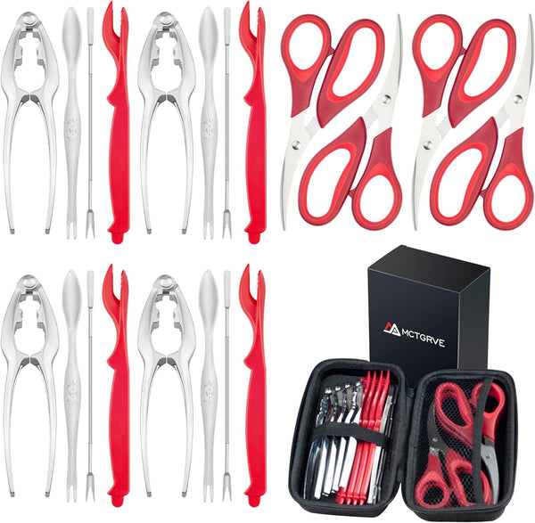 MCTGRVE Crab Crackers and Tools21-piece Seafood Tools Set includes 4 Crab Crackers, 4