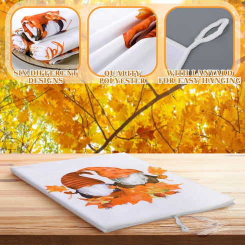 6 15.75'' 23.62''(Yellow,Maple Bencailor Pcs Thanksgiving Kitchen Towels Fall Pumpkins Dish Towels Maple Leaf Tea