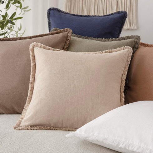 Cozy 1616 Inch, 1PC,Tan Foindtower Decorative Linen Fringe Throw Pillow Covers Boho Farmhouse Cushion Cover