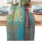 AILUER Small Table Runner Vintage Abstract Blue and Orange Table Runner Messy Rust