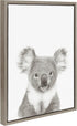 18x24 Kate and Laurel Sylvie Koala Black and White Portrait Framed Canvas Wall Art by Simon Te Tai, Gray