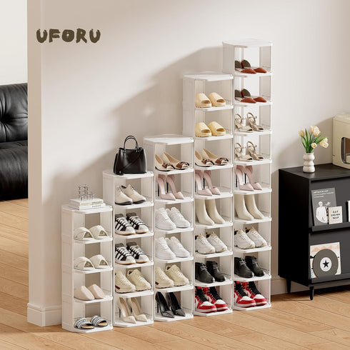 5 Closet, Small Shoe Rack, Tier Plastic Vertical Shoe Rack for Small and Narrow Spaces, Free Standing Shoe Organizer