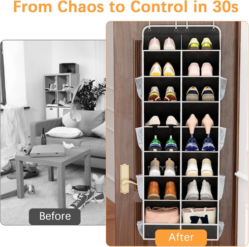 8 16 50lbs 16-24 Closet, Yecaye Tier Over the Door Shoe Organizer of Deep Compartments, Load Shoe Rack for Door