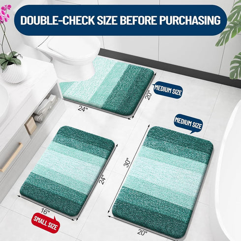 OLANLY Luxury Bathroom Rug Set, 2 Piece Soft Absorbent Microfiber Bath Rugs, Non-Slip Mats for Bathroom