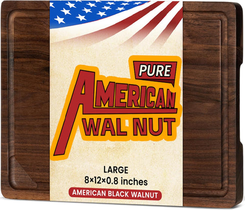 Heimlove Walnut Wood Cutting Board for Kitchen, Reversible Wooden Chopping Board with
