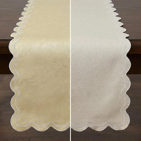 15 36 Inch, yuboo Small Scalloped Table Runner x Vintage Short Champagne Coffee Table Cover, Dresser Scarf for Bedroom