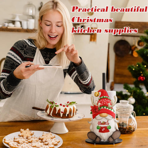 Otoolling Countertop 15 Set Holiday Interchangeable Paper Towel Holder Vintage Gnome Metal Stand Towels Paper Holder