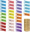 Mini Natural Wooden Clothespins with Jute Twine, 250pcs, 1 Inch Photo Paper Peg Pin Craft Clips with 66ft Natural Twine