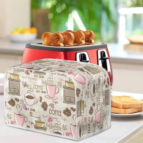 Talayituse Coffee Theme 4 Slice Toaster Covers Dust Protection for Bread Maker, Washable Appliance Cover