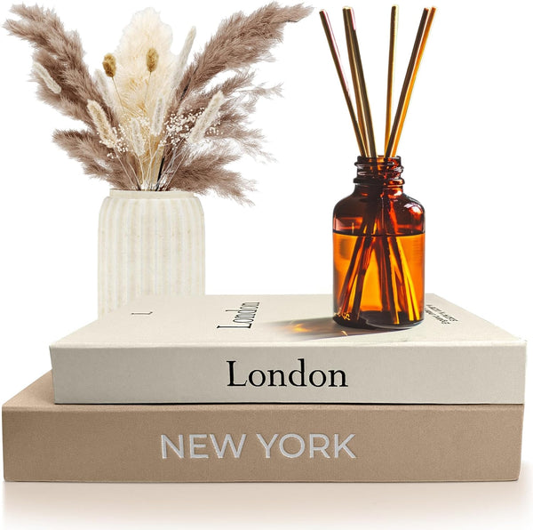 Faux Book Storage Box Set Decorative Faux Books with Hidden Storage for