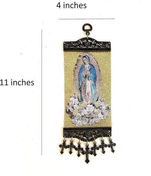 Religious Icon – Our Lady of Guadalupe - Holy Virgin Mary Wall Hanging Tapestry Art Decor - 11 x 4 inch