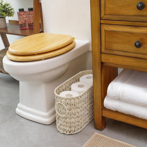 GRANNY SAYS Toilet Paper Storage, Bathroom Organizer for 6 Mage Rolls, Wicker Storage Basket Free Standing, Toilet