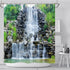 Waterfalls Shower Curtains - Stone Rockery Landscapes Spring Green Plant Courtyard Bathroom Decor 70 x 70 Inch with