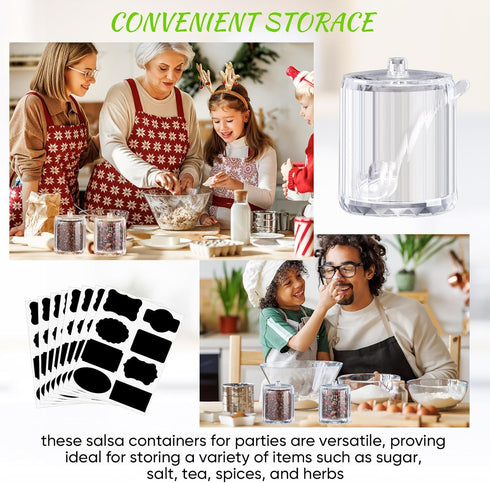 6 (8 oz,Clear) Tioncy Pcs Ice Cream Bar Supplies Sugar Bowls with Lid and Spoon Acrylic Candy Dispenser Party Bar Hot