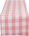 DII Buffalo Check Collection Classic Farmhouse Table Runner, Pink & White, 14x108
