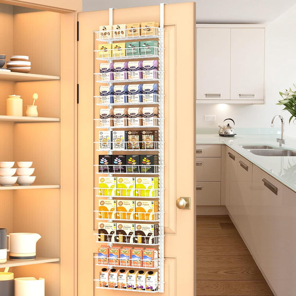 Churboro Over the Door Pantry Organizer Rack with 12 Adjustable Baskets, 12