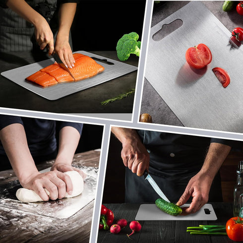Set 3, 100% Set, (3 Pack Titanium Cutting Board of Pure Titanium Metal Cutting Board for Kitchen, Non Toxic Chopping