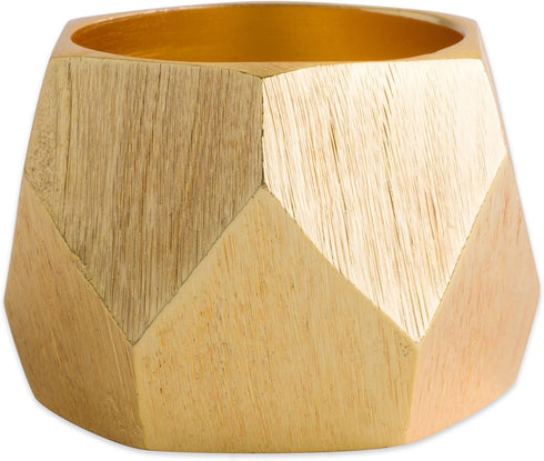 DII Decorative Geometric Napkin Ring Set - Triangle Band Gold, 6 Count