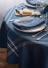 DII French Stripe Dining Table Collection, Farmhouse Style Tablecloth, 70 Inches Round, Blue Chambray