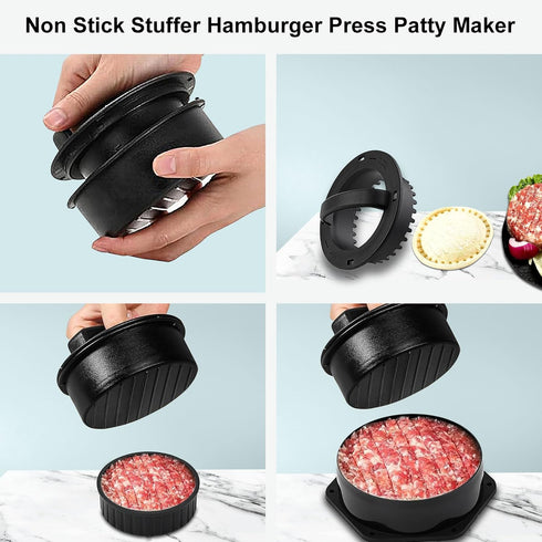 4 1 6.69" Set POLIGO Smash Burger Press Kit - in Hamburger Patty Storage Containers, Cast Iron Smash Bacon Press - Non