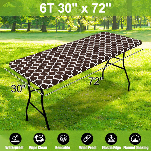 6 30x72 Inches) Smiry Rectangle Picnic Table Cover, Waterproof Elastic Fitted Camping Tablecloths for Foot Tables