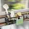 SWTYMIKI Kitchen Sink Sponge Holder - Self-draining Caddy with Brush Holder, Stainless Steel Countertop Organizer