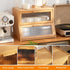 GHWIE Double Layer Bamboo Bread Box, Large Capacity Kitchen Counter Storage Bin with Acrylic Wavy Door Panel, Natural