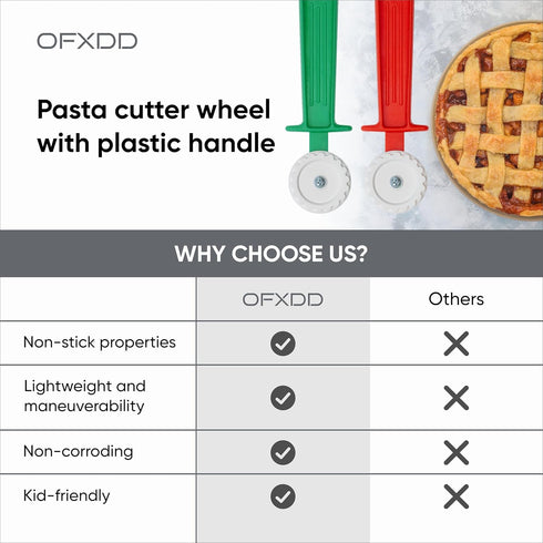 Pasta Cutter Wheel - Hand Ravioli Cutter - Dough Pastry Crimper for Baking - Fluted Pastry Cutter